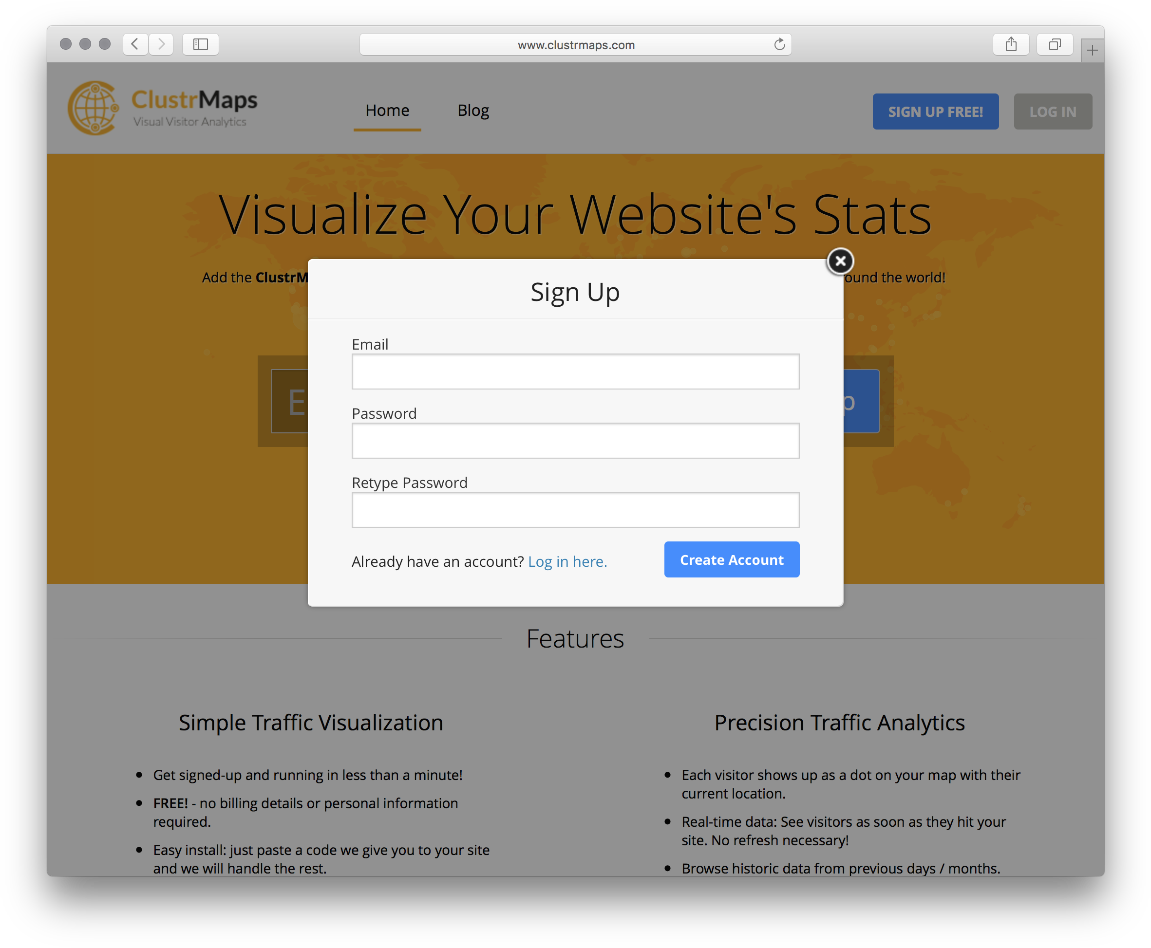 Clustrmaps Sign Up Form - Html (2394x1970), Png Download