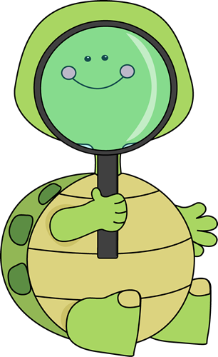 Turtle Looking Through Magnifying Glass - Looking Through Magnifying Glass Clipart (306x500), Png Download