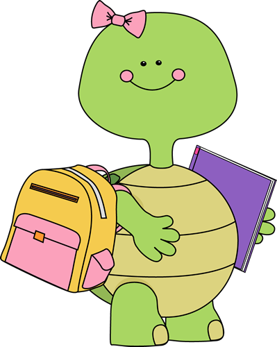 Cute Turtle Clipart - Back To School Turtle (399x500), Png Download