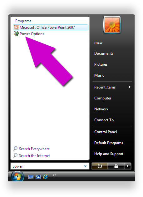 Start-menu Next, In The Power Options Window, Don't - Vista Start Menu (458x630), Png Download