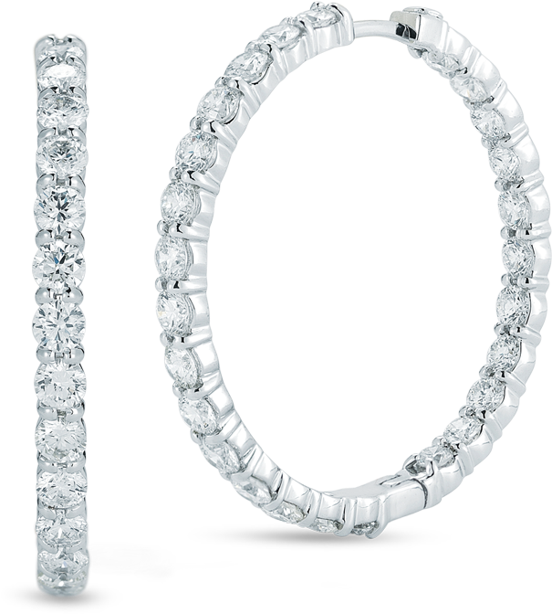 Roberto Coin Perfect Diamond Hoops™ 18k White Gold - Body Jewelry (1600x1600), Png Download