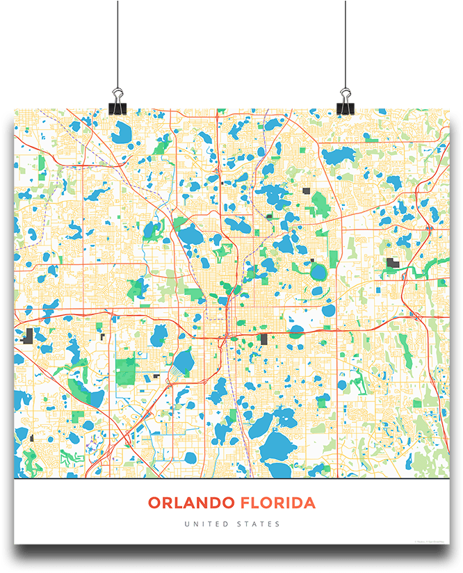 Download Premium Map Poster Of Orlando Florida Orlando Full Size