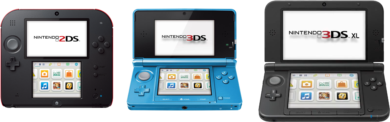 The 2ds, 3ds, And 3ds Xl - Nintendo 3ds Xl 2ds (1426x478), Png Download