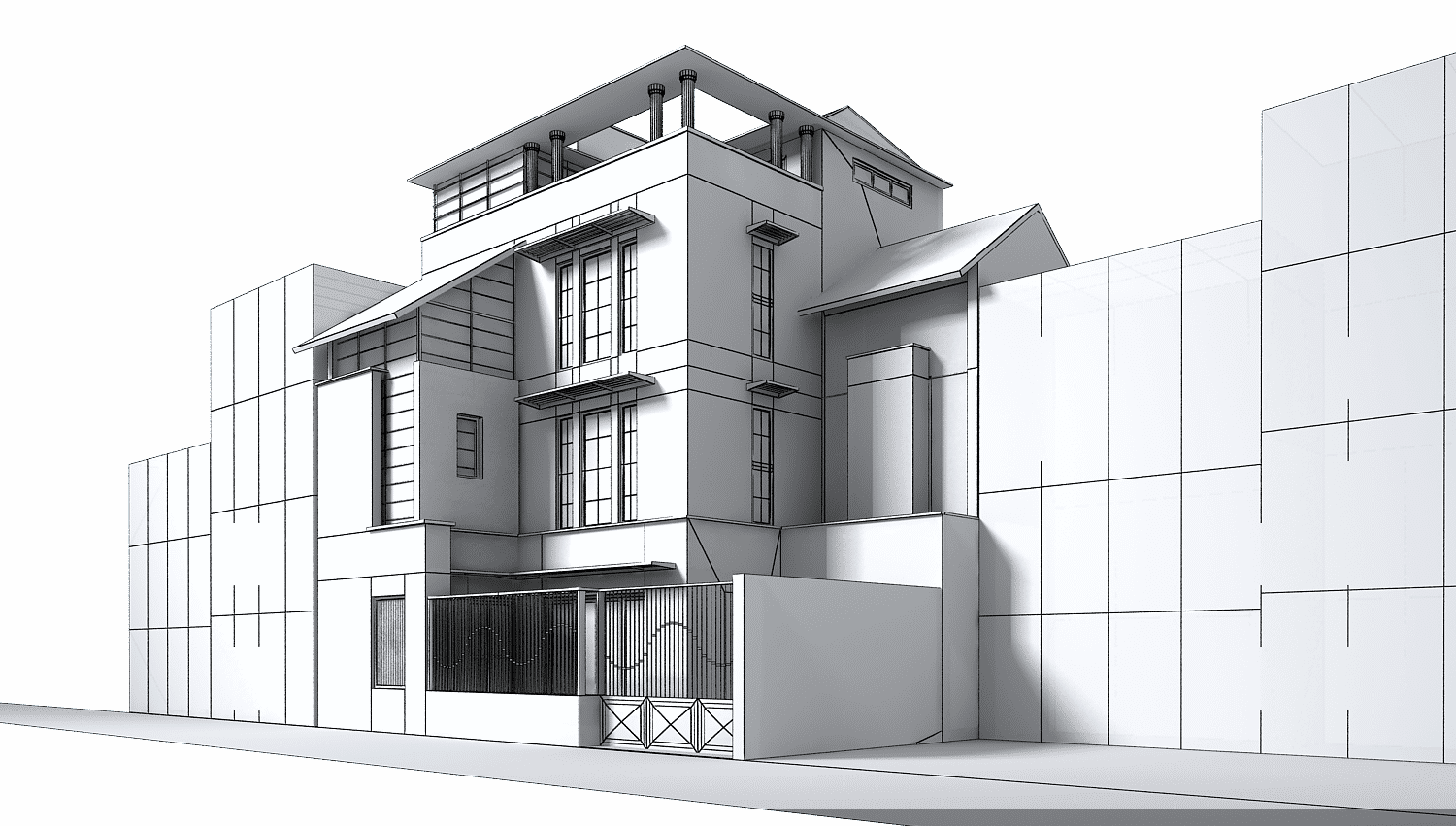 Transparent Building Contemporary - 3d Model Building Png (1500x851), Png Download