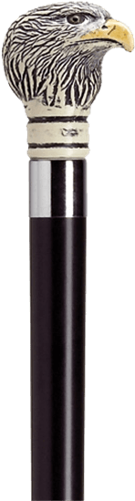 Eagle Head Scrimshaw Black Walking Cane - Kensingtonrow Home Collection Canes - Majestic Eagle (555x555), Png Download