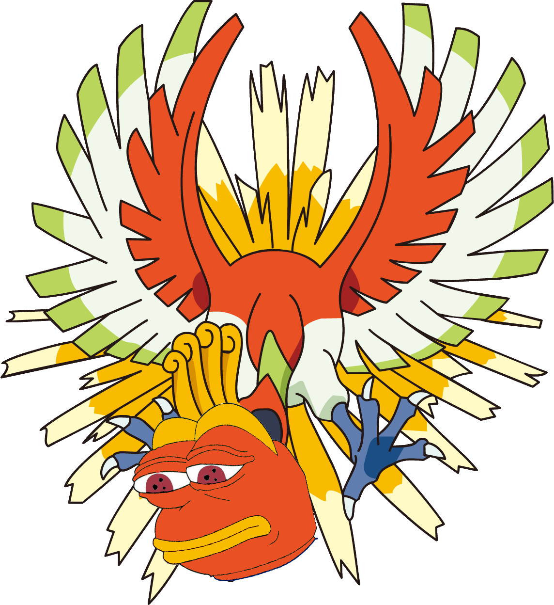 Heres A Ultra Rare Pepe, I Found It In The First Episode - Pokemon Ho Oh (1144x1248), Png Download