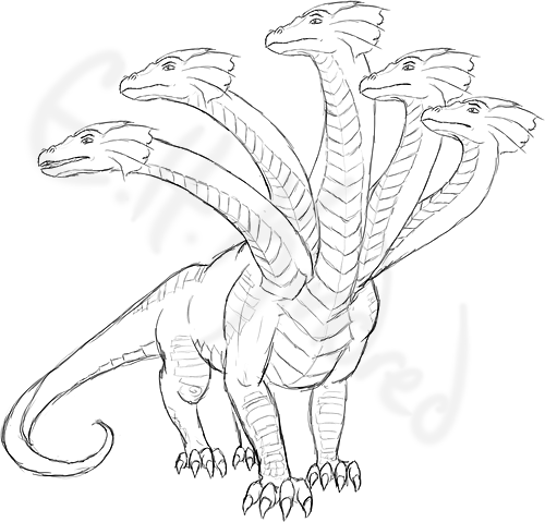 Hydra Sketch - Easy To Draw Hydra (500x479), Png Download