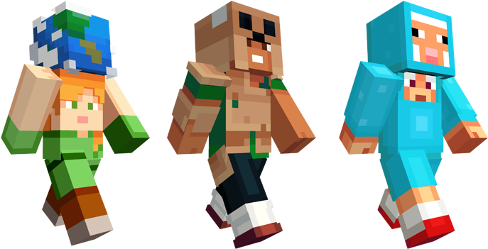 Cosplayers, Cake And Dinner Dress - Minecraft Minecon Earth Skin Pack (748x421), Png Download