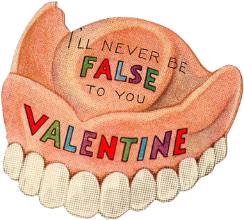 Vintage Dentures - Vintage Valentines Day (369x333), Png Download