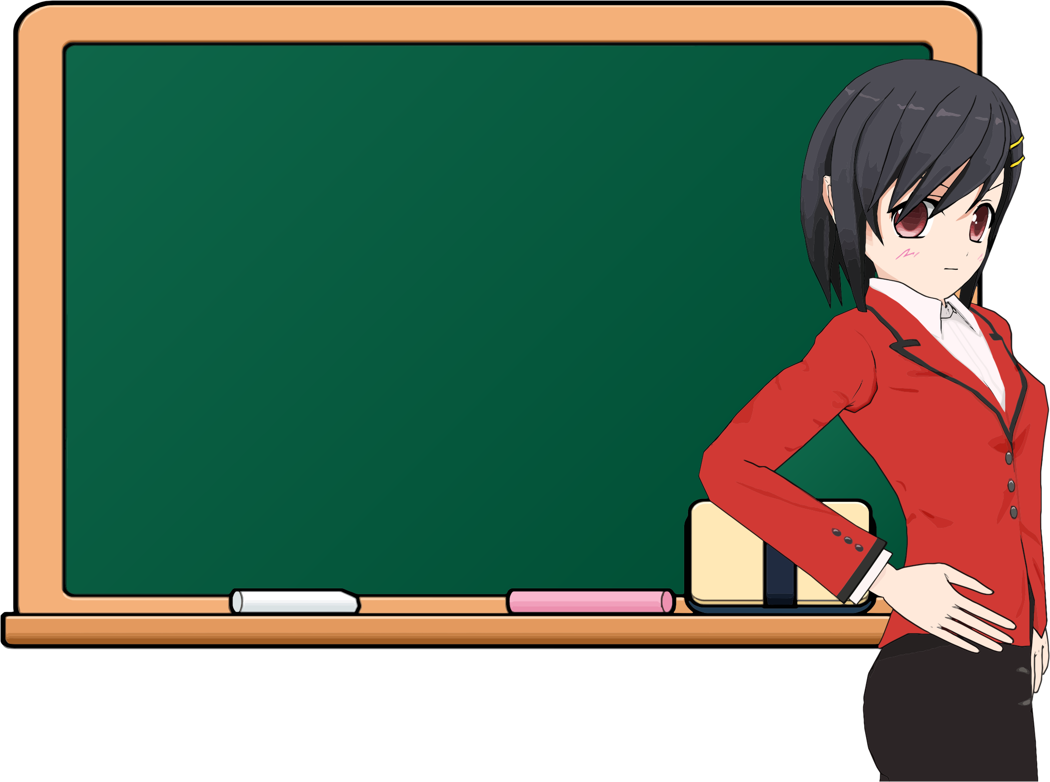 Anime Girl School Chalkboard Icons Png - Teacher And Blackboard Cartoon (2135x1591), Png Download