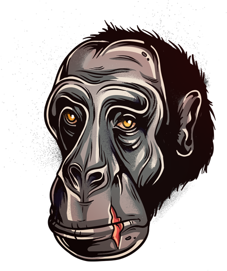 Clipart Royalty Free Library Ape Vector Chimpanzee - Monkeying Around Journal: Back To School Composition (500x576), Png Download