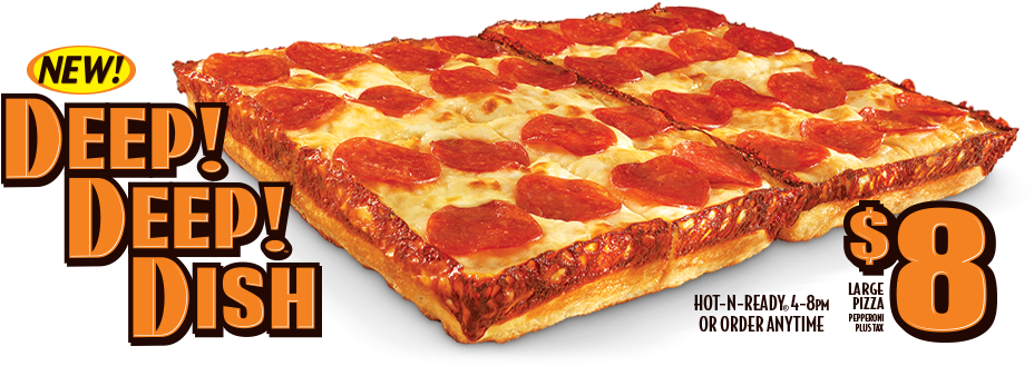 Try Little Caesars New Deep Deep Dish Pizza Featuring - Pizza (960x340), Png Download