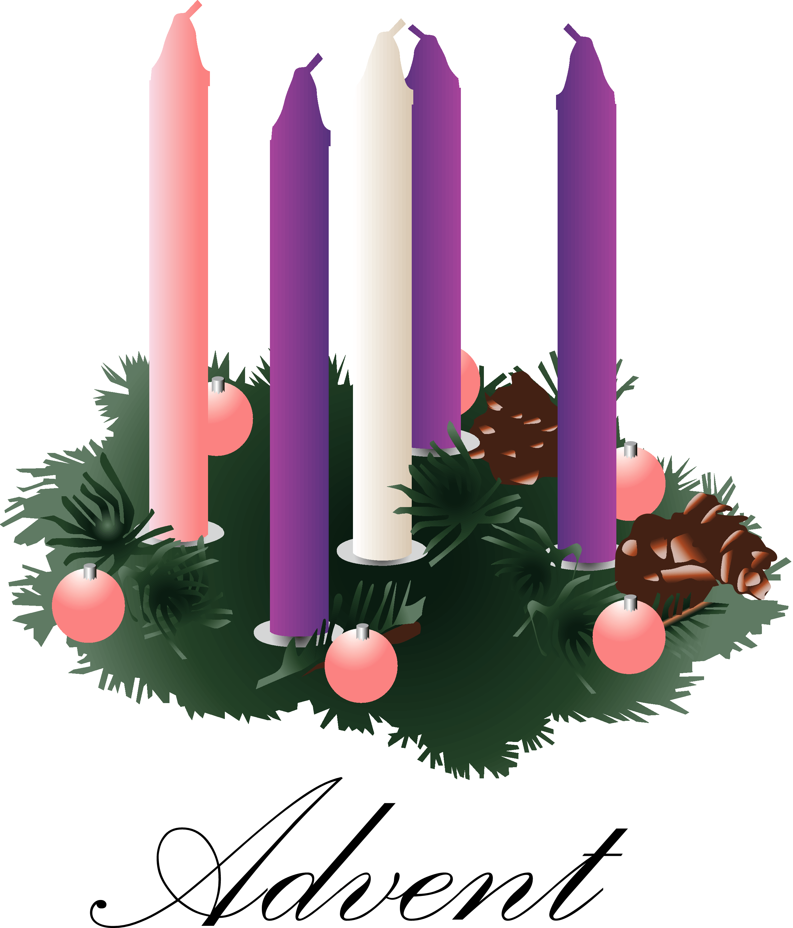 Advent Wreath With Unlit Candles - Five Candles Of Christmas (2550x2983), Png Download