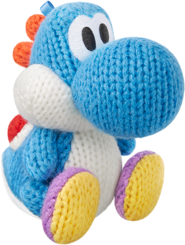 Blue Yarn Yoshi Amiibo (500x537), Png Download