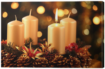 Advent Wreath With One Candle Lit Canvas Print • Pixers® - Advent Two (400x400), Png Download