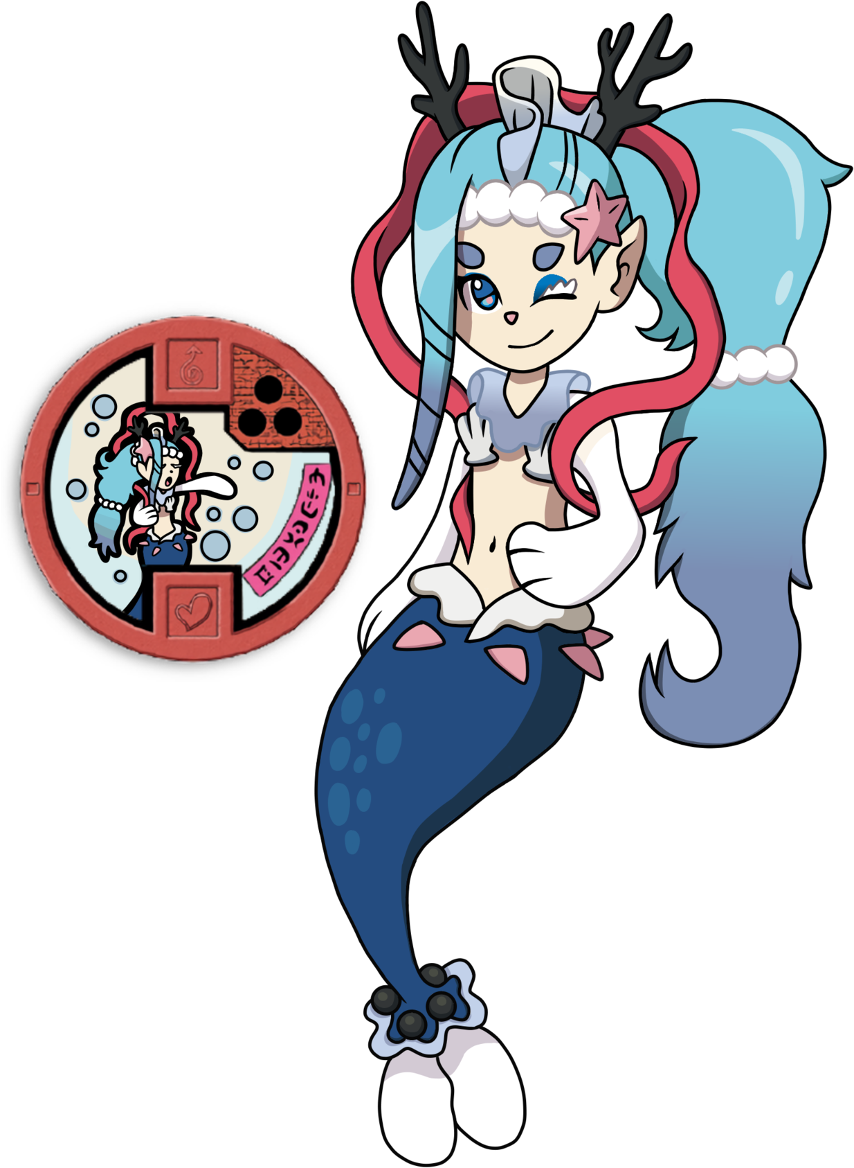 Mermarina Tribe - Yo-motion Yo-kai Watch Series 2 Pittapatt Yokai Medal (1280x1760), Png Download
