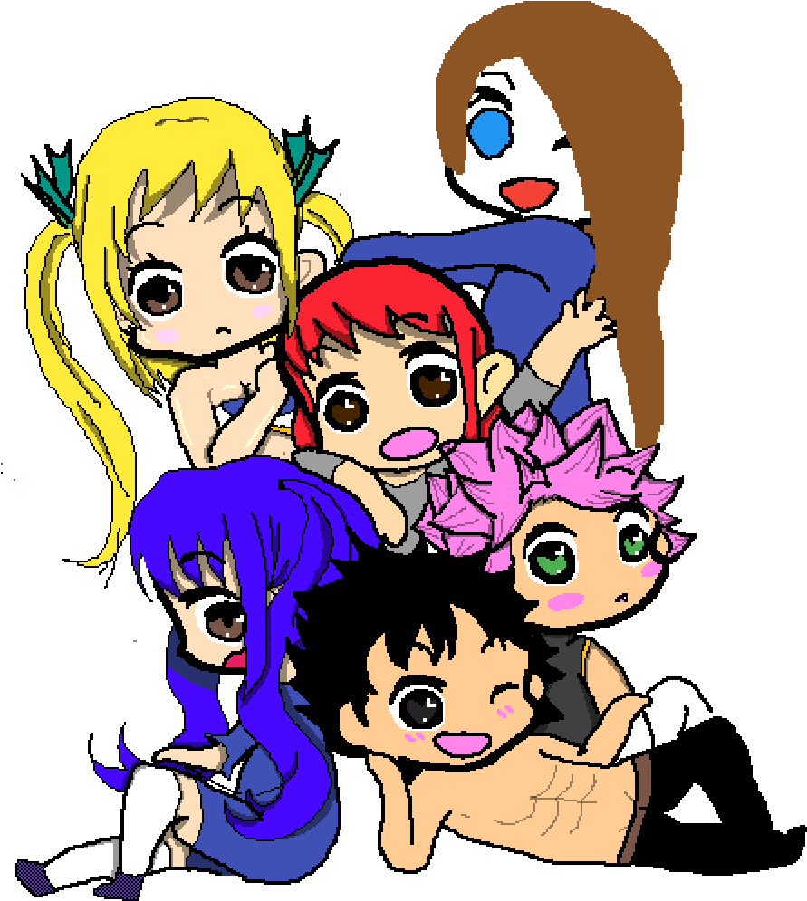 Lucy Heartfilia, Wendy Marvel, Natsu Dragneel, Gray - Drawing (1000x1000), Png Download