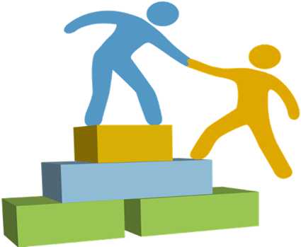 One Shadow Figure Lends A Hand To Another And Helps - Training Mentoring (900x350), Png Download