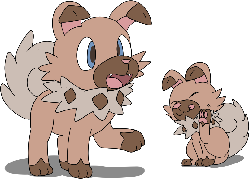 Rockruff - Cartoon (952x657), Png Download