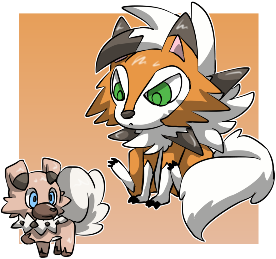 Chibi Rockruff And Dusk Lycanroc By Pikapikasaki - Download (894x894), Png Download