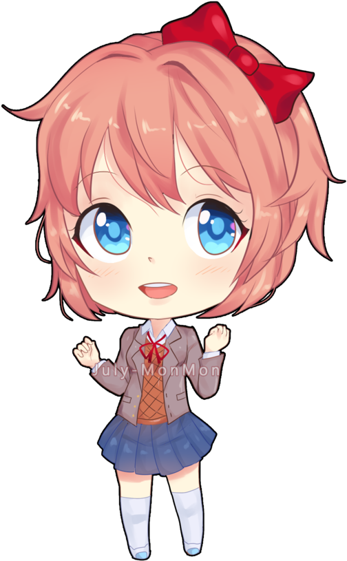 July Monmon Sayori Chibi Buy Stickers And Others - Doki Doki Literature Club! (600x826), Png Download