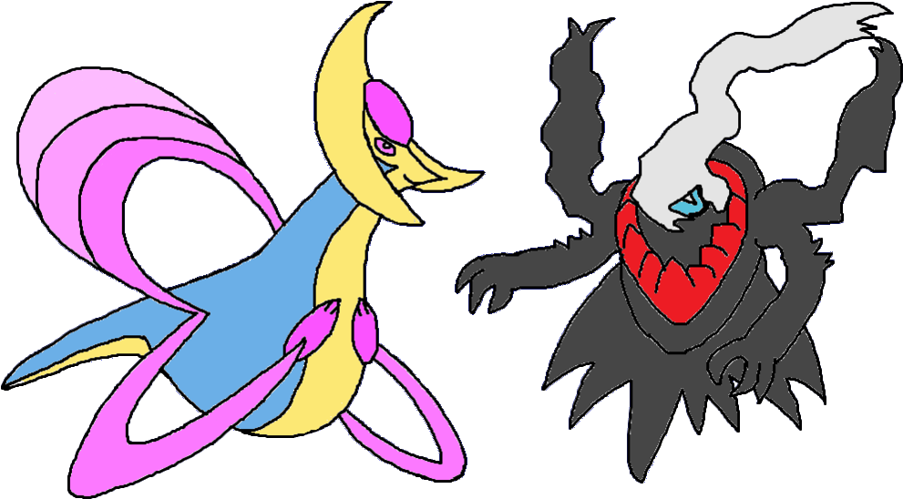 Cresselia And Darkrai - Cartoon (1006x552), Png Download