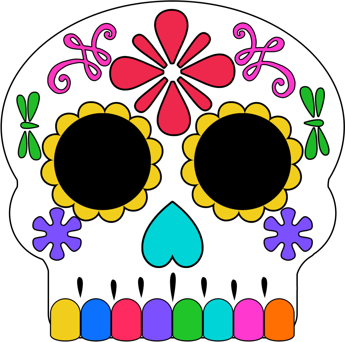 Black And White Day Of The Dead Sugar Skull Masks (1563x1563), Png Download