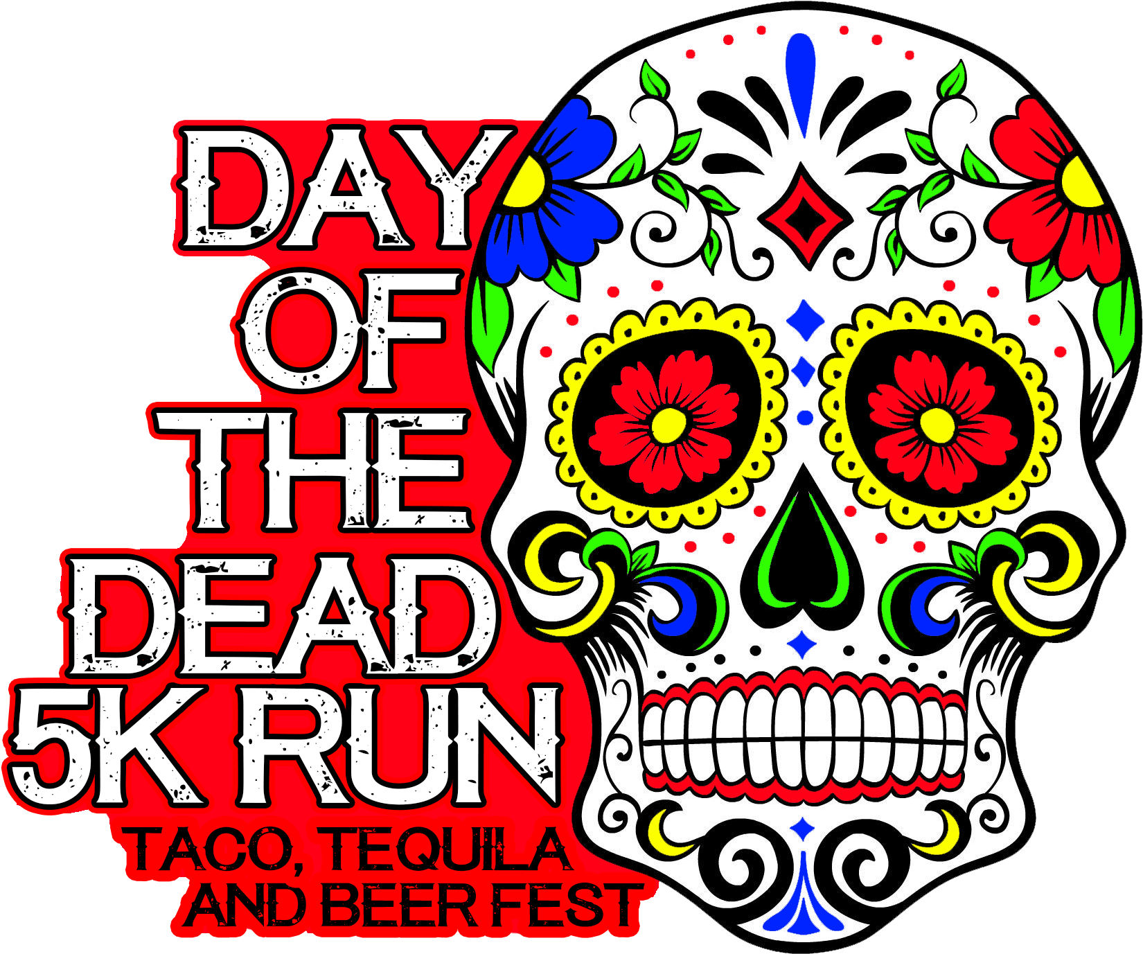 Day Of The Dead 5k - 3drose Sugar Skull, Pink, Iron On Heat Transfer, 6 (1725x1536), Png Download