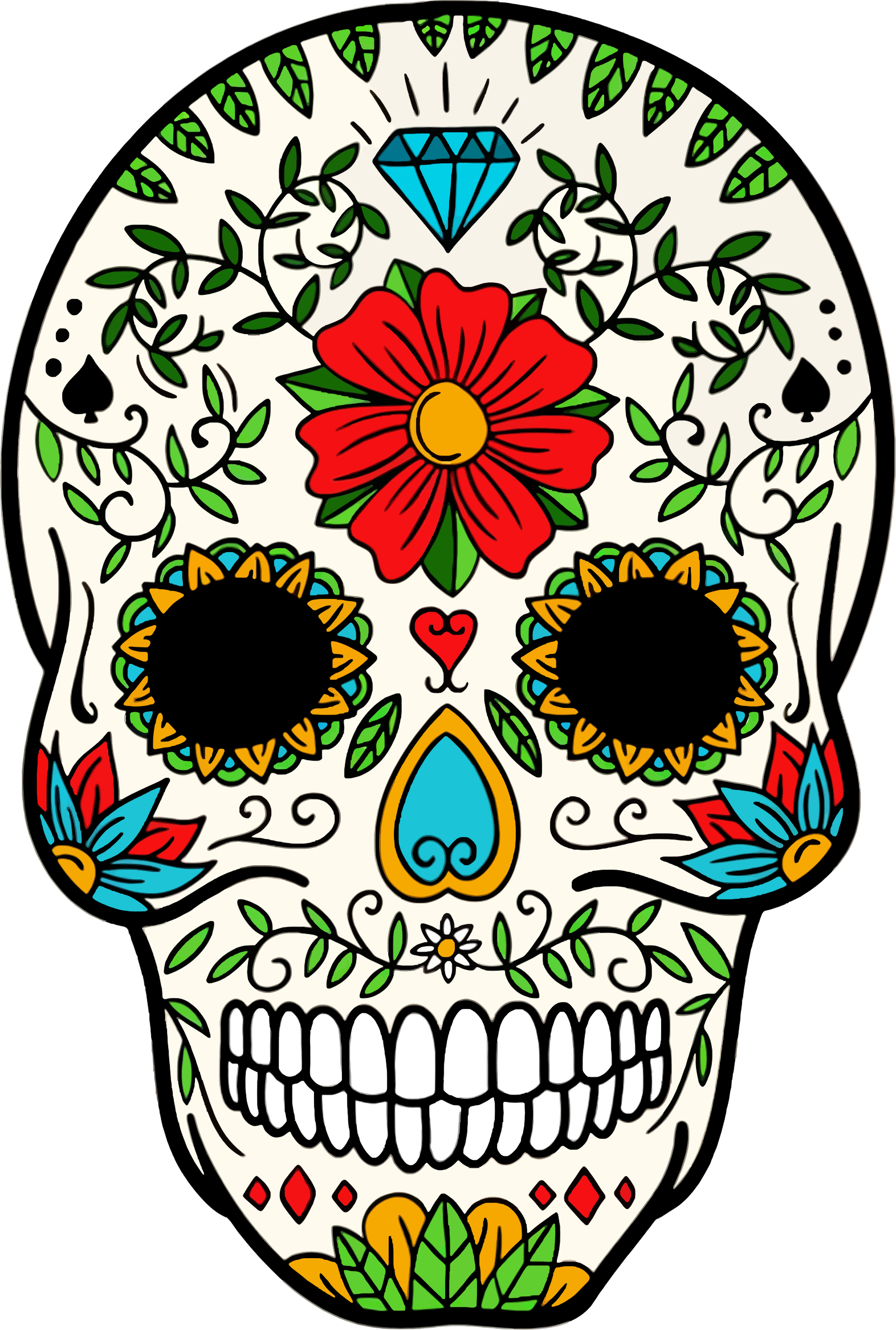 Big Image - Day Of The Dead Skull Cartoon (1572x2332), Png Download