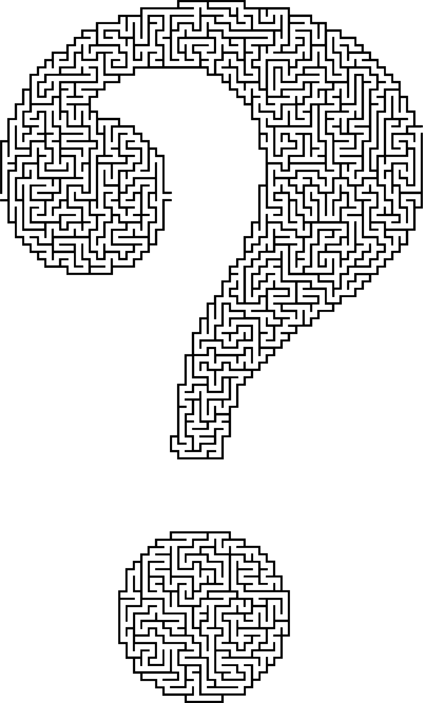 Clipart - Maze In Shape Of A Question Mark (1374x2284), Png Download
