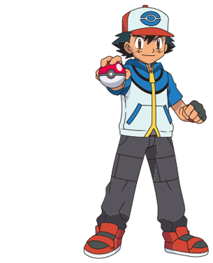 Ash Embarks On His Journey From Pallet Town As A Trainer - Ash Ketchum Pokemon Black And White (349x460), Png Download