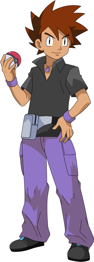 Gary Oak Based On - Gary Oak Holding Pokeball (400x1096), Png Download