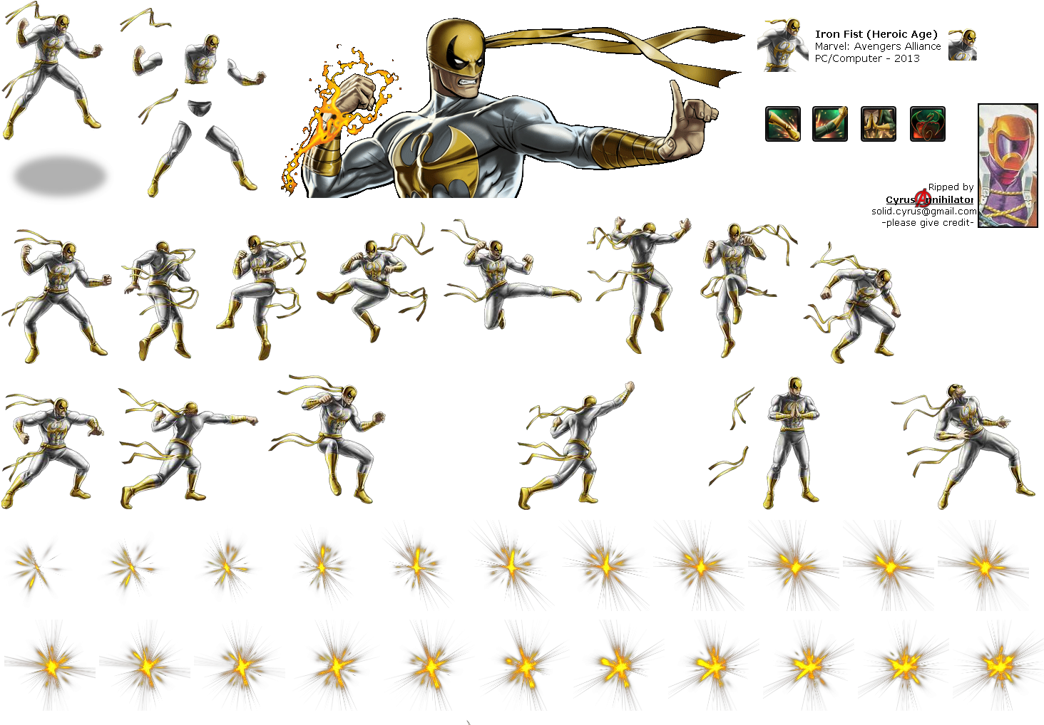 Click For Full Sized Image Iron Fist - Marvel Avenger Alliance Sprite Sheet (1470x1025), Png Download