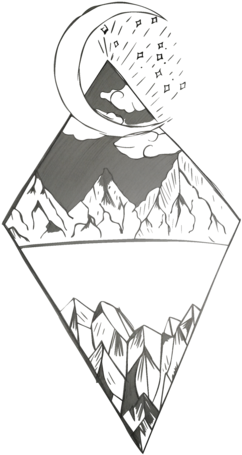 Clip Art Black And White Cards Drawing Pattern - Diamond Mountain Drawing (360x480), Png Download