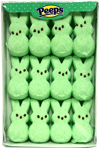 Peeps Green Marshmallow Bunnies 12 Pack - Marshmallow Bunny Green Peeps (500x500), Png Download