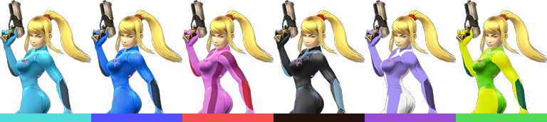 Zero Suit Samus Palette - Zero Suit Samus Brawl Colors (768x172), Png Download