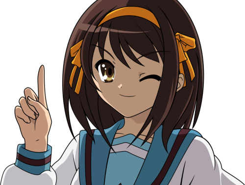 Image - Haruhi Suzumiya Face Transparent (500x378), Png Download