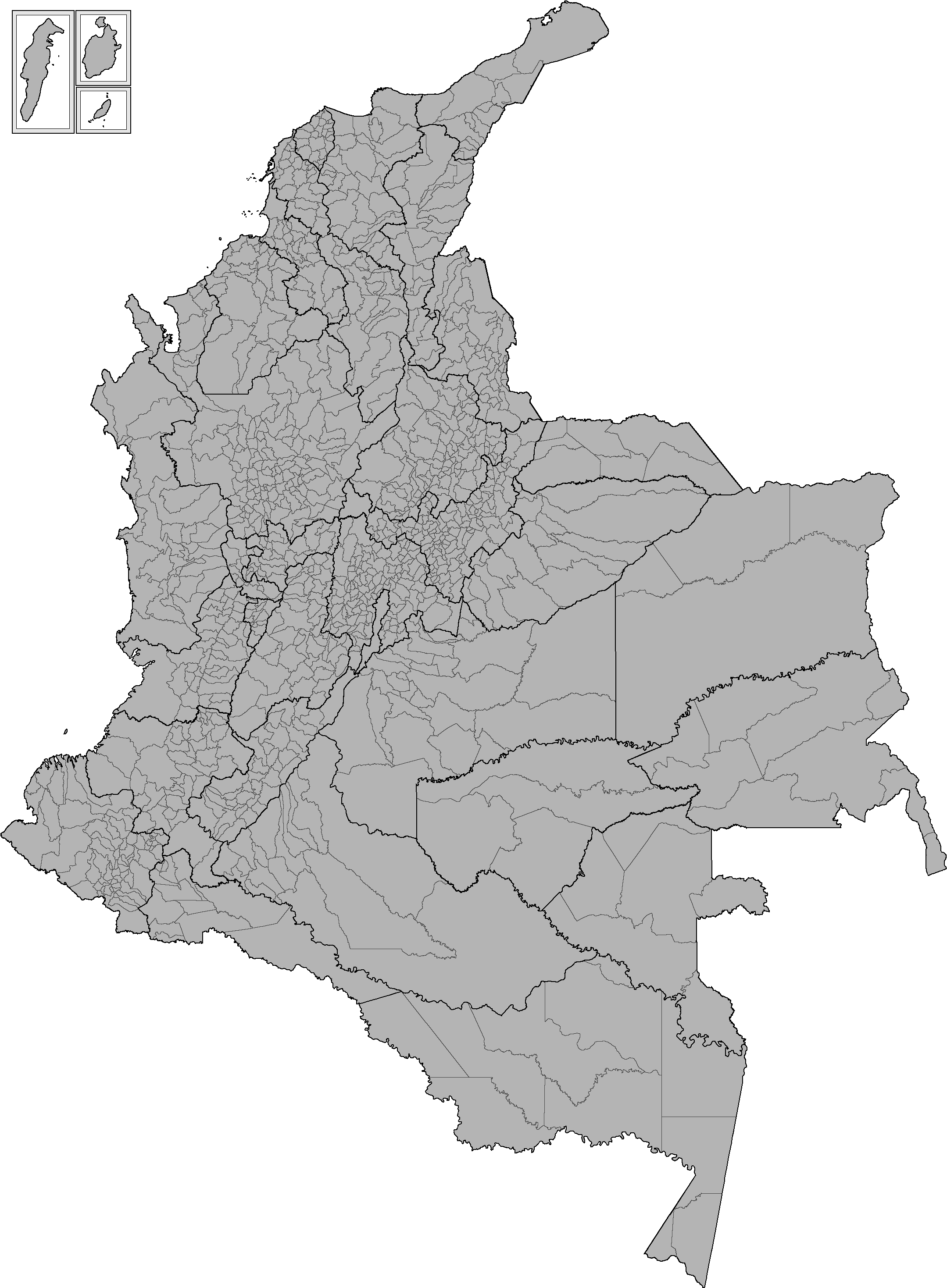 Mapa De Colombia - Rural Regions Of Colombia (2166x2945), Png Download