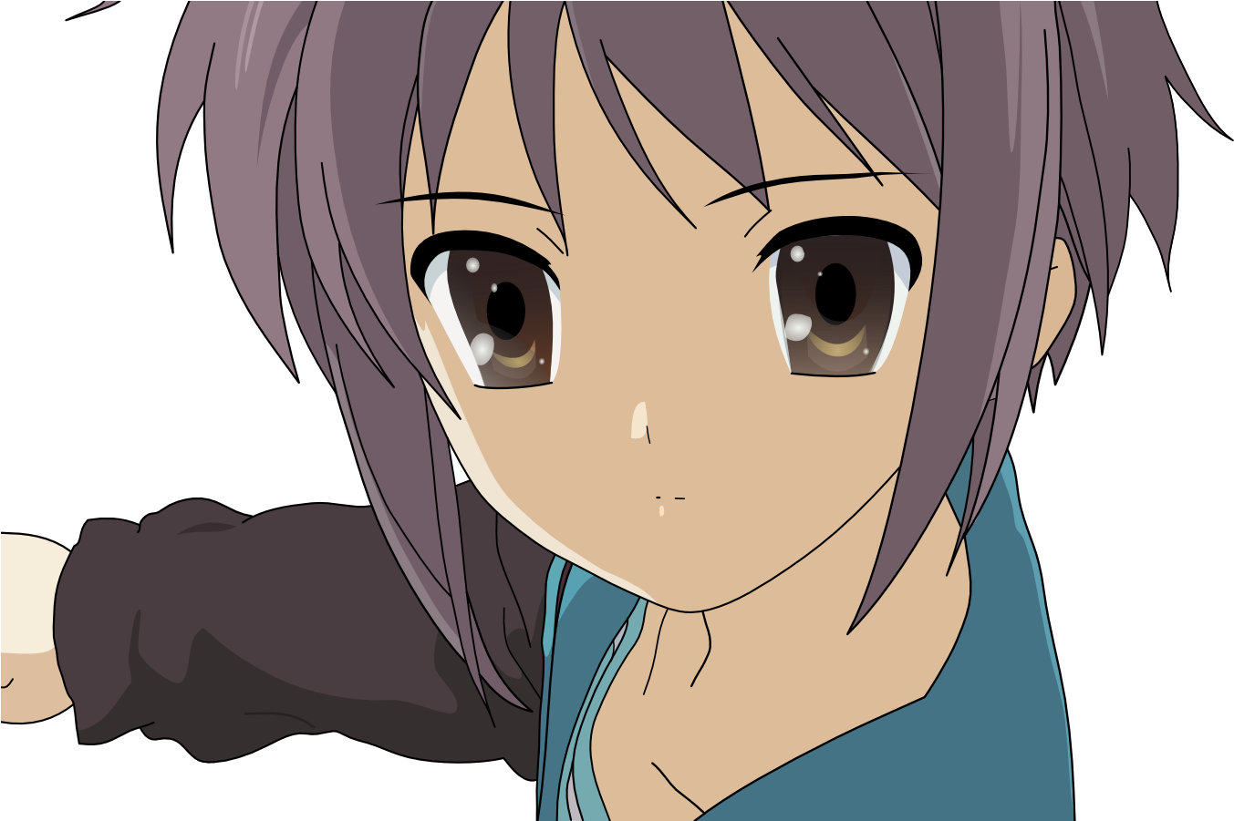 The Melancholy Of Haruhi Suzumiya Yuki Nagato Wallpaper - 瞳 映り 込み アニメ (1440x900), Png Download