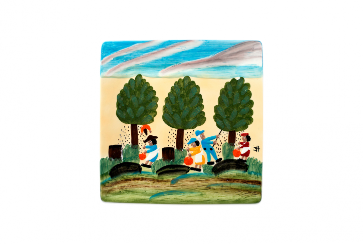 Clementine Hunter Pecan Picking Platter - Pecan Picking (725x487), Png Download