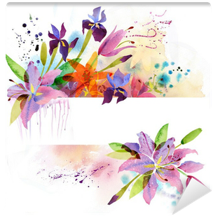 Floral Background With Watercolor Flowers Wall Mural - Flowers Forever Edp 2.7 Fl Oz/80 Ml By Preferred Fragrance (400x400), Png Download