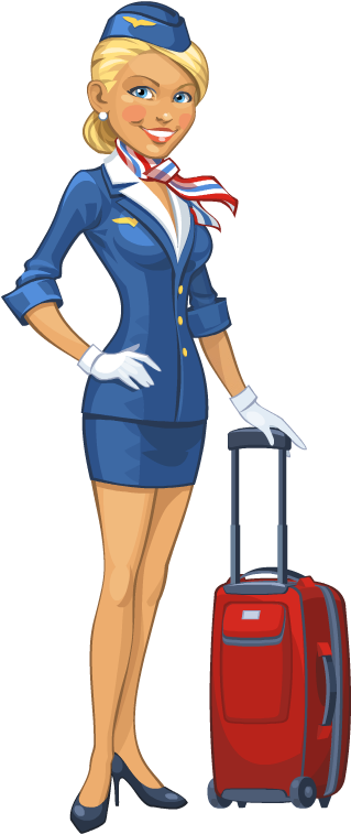 Stewardess - Transparent Flight Attendant Clipart (346x800), Png Download