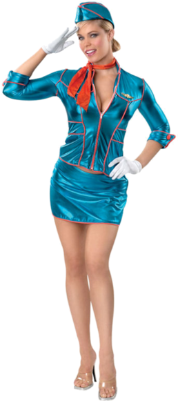 Adult Sexy Air Hostess Costume - 1950s Flight Attendant Costumes (366x580), Png Download