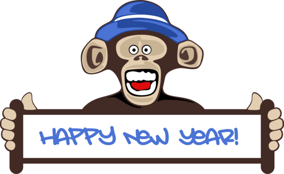 New Year Card Greeting & Note Cards Wish New Year's - Happy New Year Monkey 2018 (555x340), Png Download