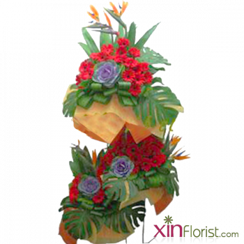 A 3tier Grand Flower Stand With Imported Flower Brassica - Garden Roses (350x350), Png Download