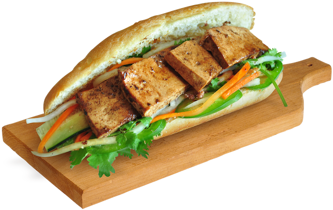 Grilled Tofu - Veggie Banh Mi Transparent (757x484), Png Download
