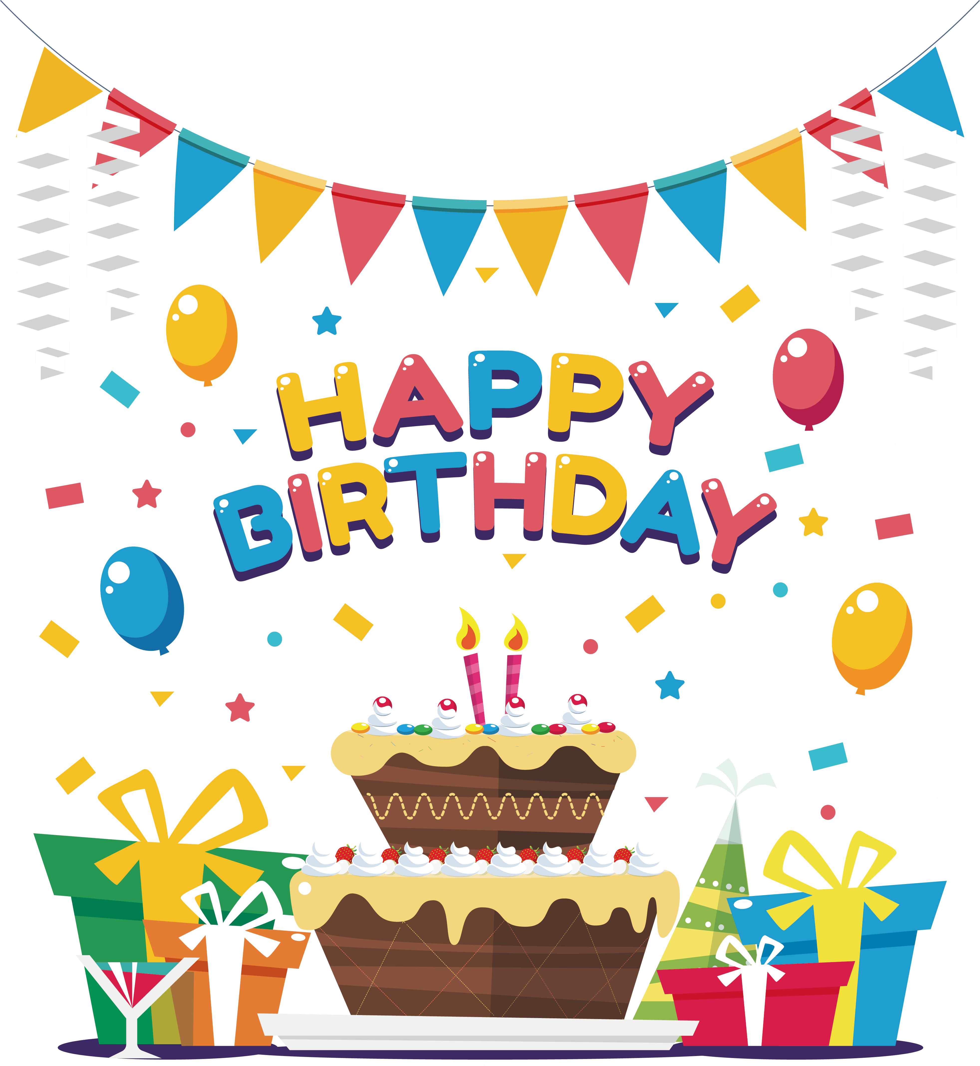 Birthday Cake Clip Art - Cake Clip Art Birthday Party Background (3927x4270), Png Download
