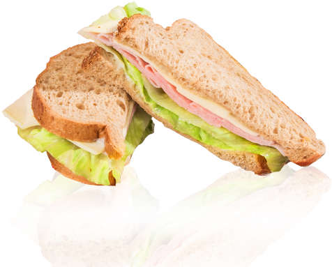 Ham And Cheese - Ham And Cheese Sandwich With Lettuce (580x480), Png Download