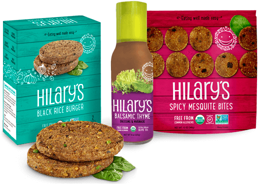 Hilary's Features A Variety Of Delicious Organic Burger - Hilarys Organic Spicy Mesquite Bites (543x389), Png Download