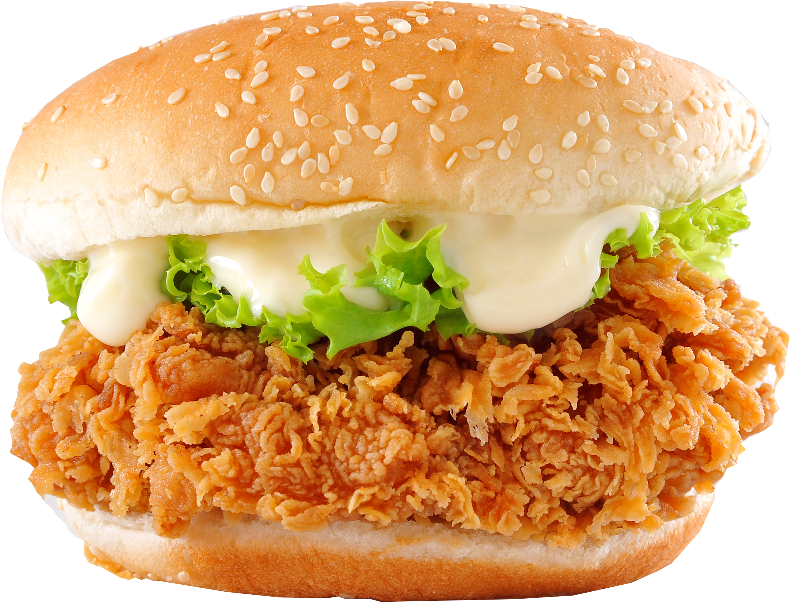 Krispy Chicken Burger (3000x2550), Png Download